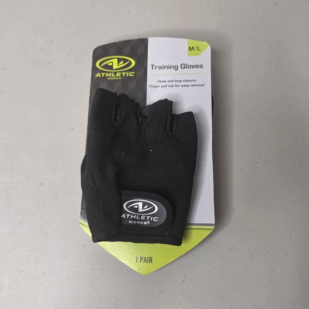 Athletic Works Training Gloves Women M/L Black Weight Lifting Padded Fingerless